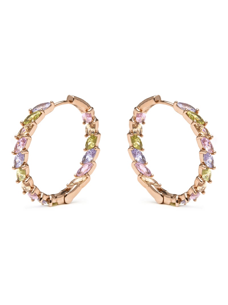 Boucles d'oreilles Luxenter Or jaune 18k et Zircon multicolore - Anroth Multicolore - Kiabi