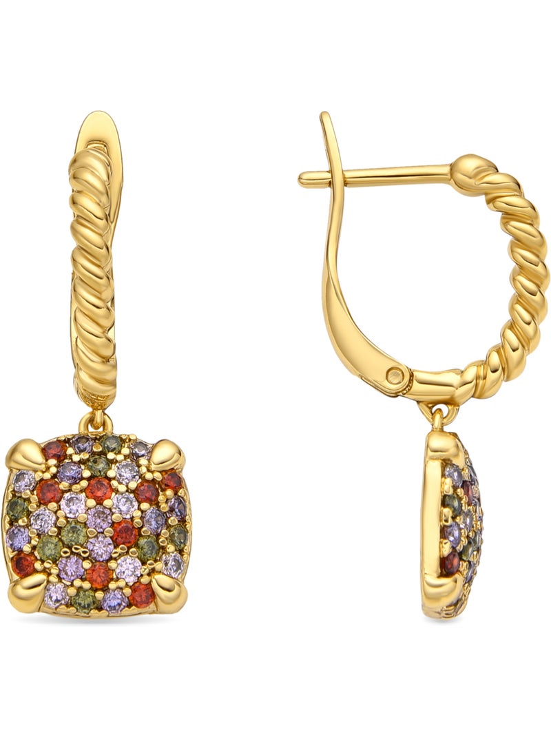 Boucles d'oreilles Luxenter Or jaune 18k et Zircon multicolore - Khocas Multicolore - Kiabi