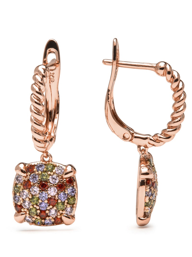 Boucles d'oreilles Luxenter Or jaune 18k et Zircon multicolore - Khocas Multicolore - Kiabi