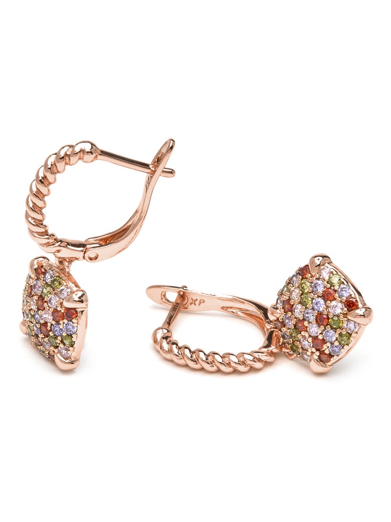 Boucles d'oreilles Luxenter Or jaune 18k et Zircon multicolore - Khocas Multicolore - Kiabi