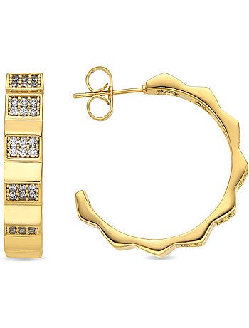 Boucles d'oreilles Luxenter Or jaune 18k et Zircone brillante - Yadio