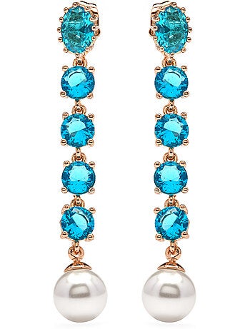 Boucles d'oreilles Luxenter or jaune 18k perles blanches - Mawey