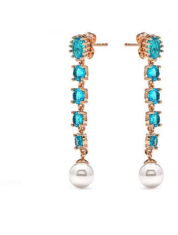 Boucles d'oreilles Luxenter or jaune 18k perles blanches - Mawey