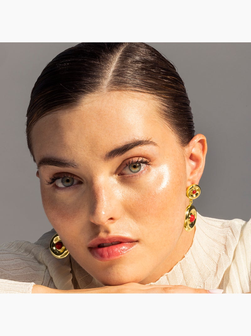 Boucles d'oreilles Luxenter Orche et plaqué or 18k Rouge - Kiabi