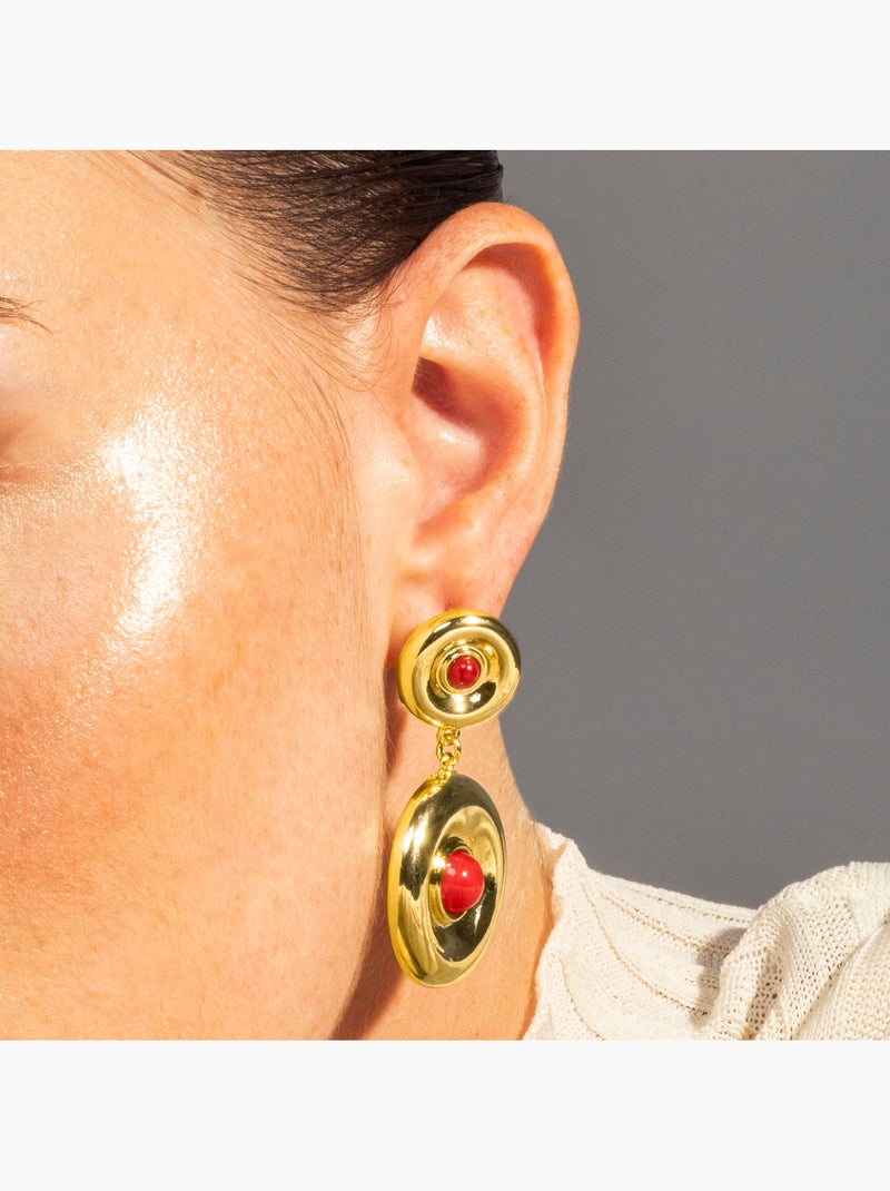 Boucles d'oreilles Luxenter Orche et plaqué or 18k Rouge - Kiabi