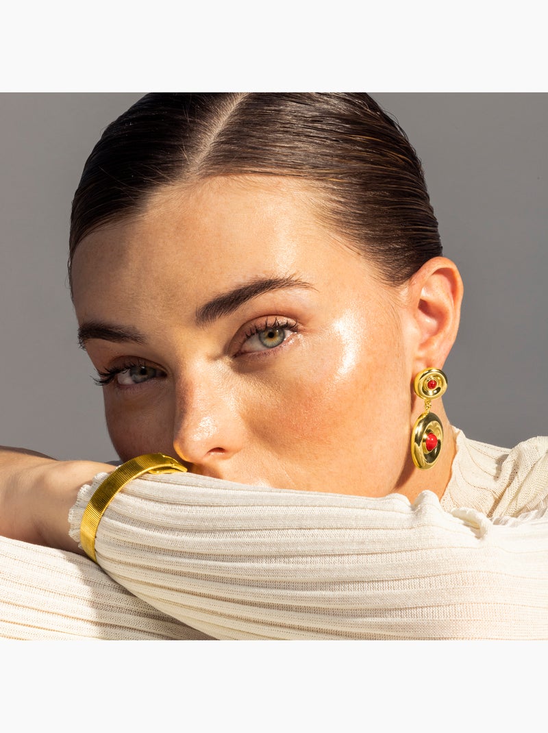 Boucles d'oreilles Luxenter Orche et plaqué or 18k Rouge - Kiabi