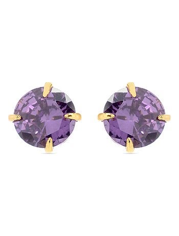 Boucles d'oreilles Luxenter Otieno Argent, Or A. et Améthyste Cz