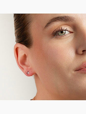 Boucles d'oreilles Luxenter Otieno Argent, Or A. et Améthyste Cz