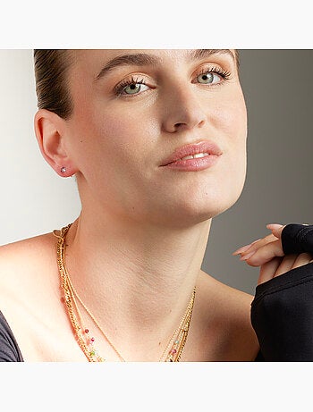 Boucles d'oreilles Luxenter Otieno Argent, Or A. et Améthyste Cz