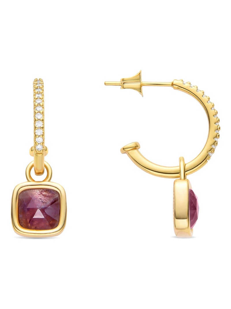 Boucles d'oreilles Luxenter Ourhis avec cristaux mauves en or jaune 18 carats Violet - Kiabi