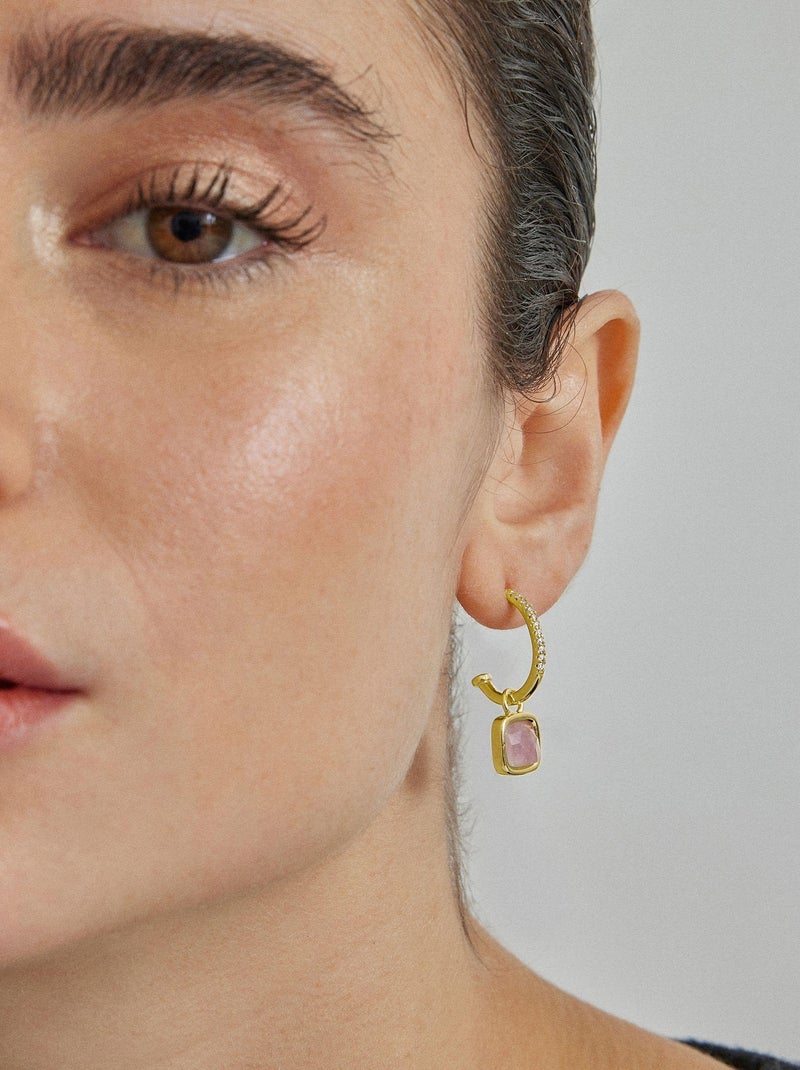 Boucles d'oreilles Luxenter Ourhis avec cristaux mauves et plaqué or 18k Violet - Kiabi