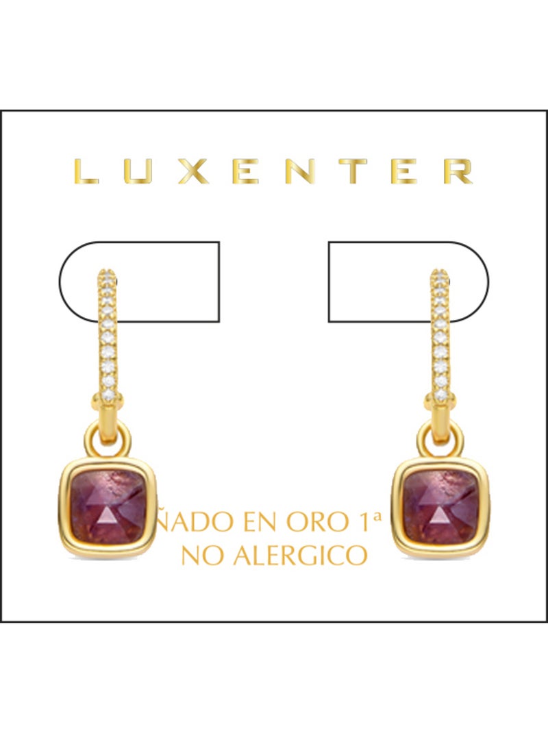 Boucles d'oreilles Luxenter Ourhis avec cristaux mauves et plaqué or 18k Violet - Kiabi
