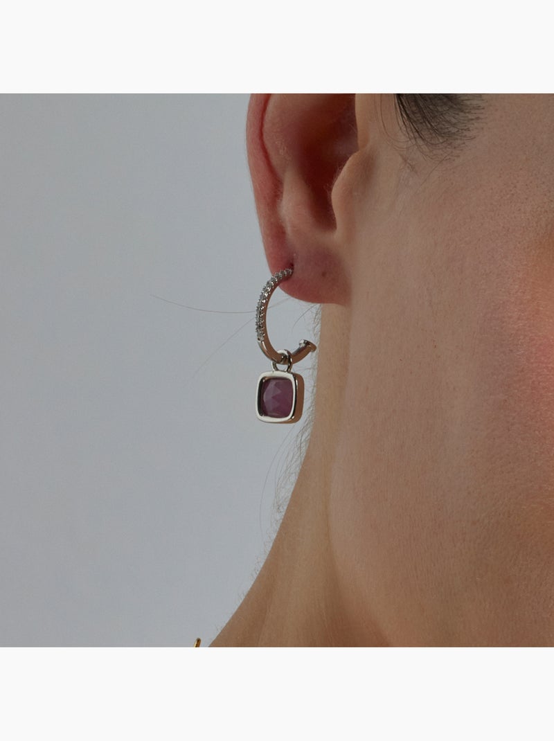 Boucles d'oreilles Luxenter Ourhis avec cristaux mauves et plaqué or 18k Violet - Kiabi