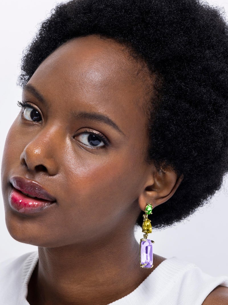 Boucles d'oreilles Luxenter Phiaqua en or jaune 18 carats Violet - Kiabi