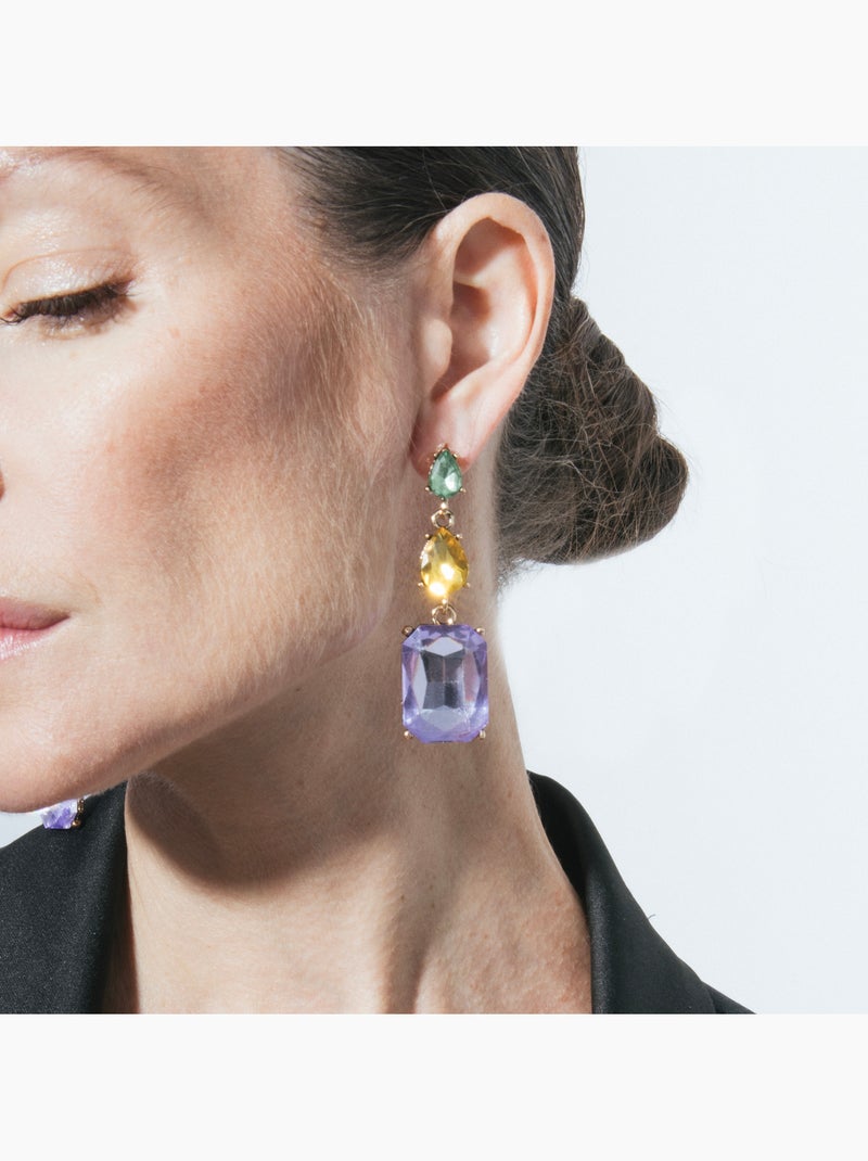 Boucles d'oreilles Luxenter Phiaqua et plaqué or 18k Violet - Kiabi