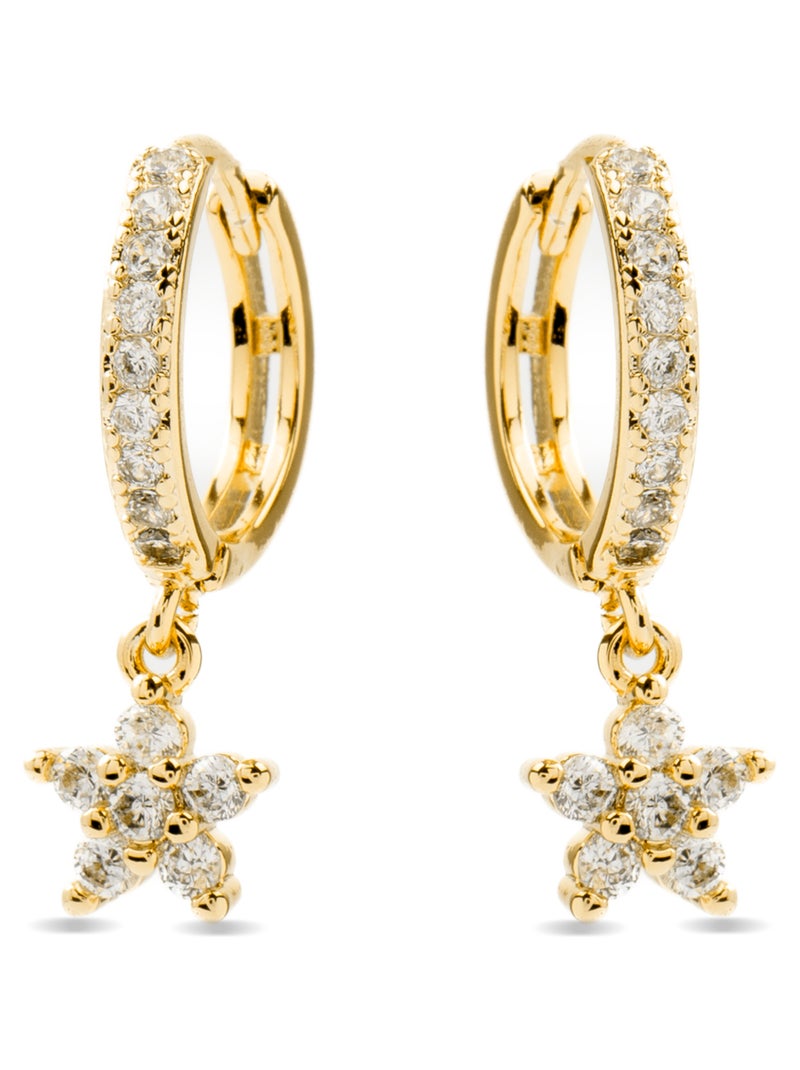 Boucles d'oreilles Luxenter plaqué or jaune 18 carats avec zirconium étincelant - Kord Blanc - Kiabi