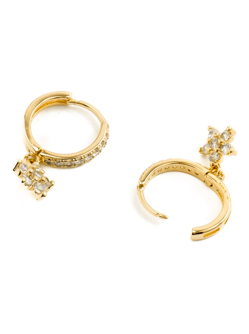 Boucles d'oreilles Luxenter plaqué or jaune 18 carats avec zirconium étincelant - Kord Blanc - Kiabi