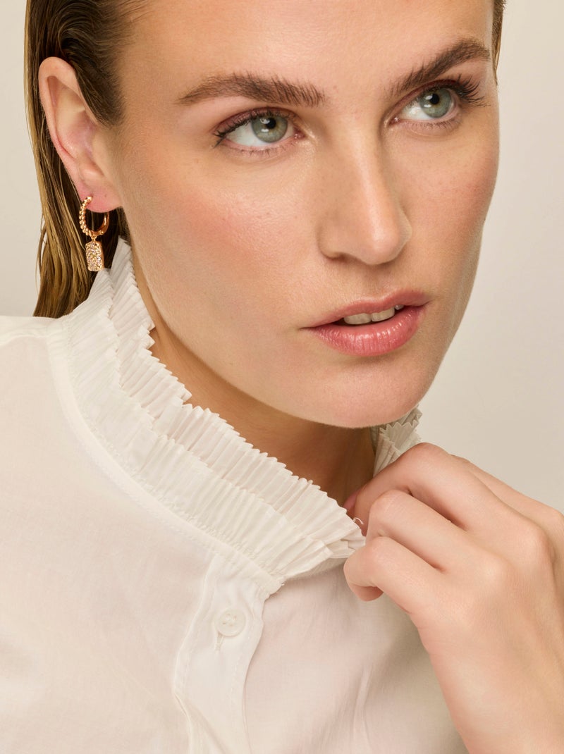 Boucles d'oreilles Luxenter plaqué or jaune 18 carats avec zircons brillants - Leza Blanc - Kiabi