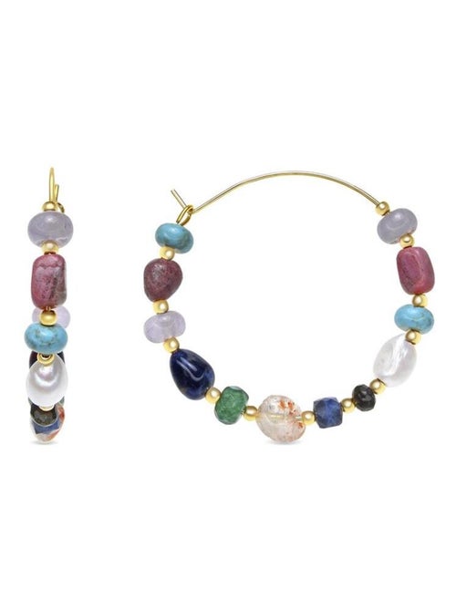 Boucles d'oreilles Luxenter plaqué or jaune 18 carats et perle blanche - Umavi - Kiabi