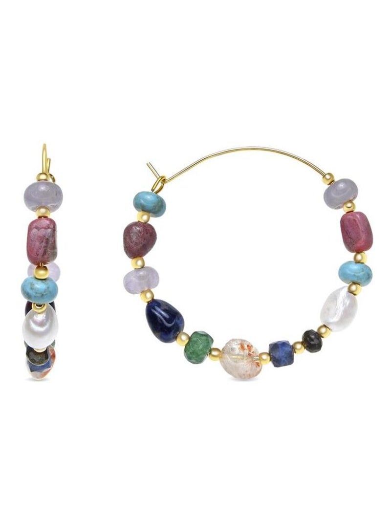 Boucles d'oreilles Luxenter plaqué or jaune 18 carats et perle blanche - Umavi Multicolore - Kiabi