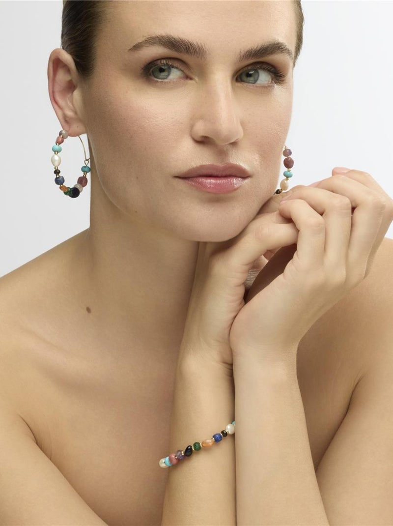 Boucles d'oreilles Luxenter plaqué or jaune 18 carats et perle blanche - Umavi Multicolore - Kiabi