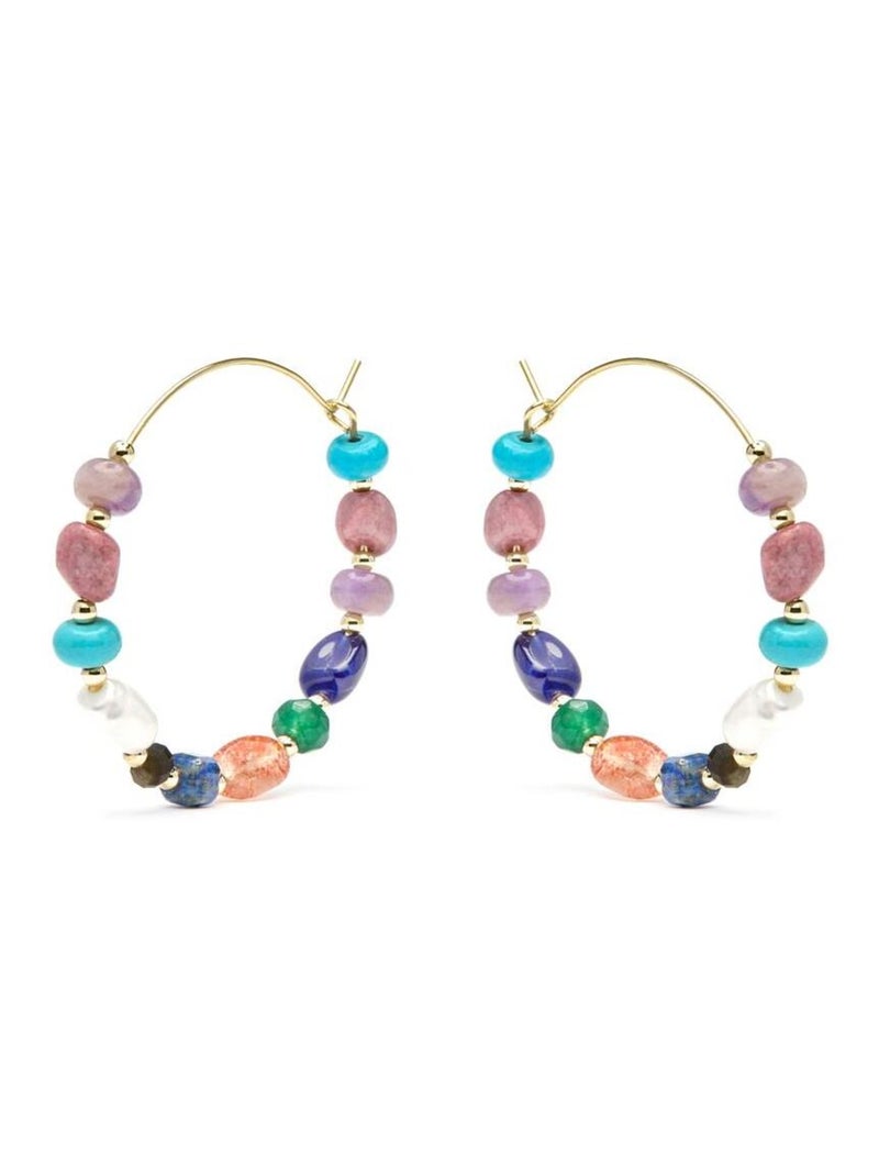 Boucles d'oreilles Luxenter plaqué or jaune 18 carats et perle blanche - Umavi Multicolore - Kiabi