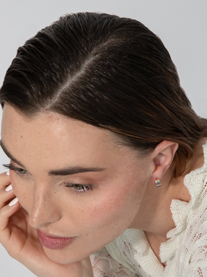 Boucles d'oreilles Luxenter plaqué or jaune 18k - Lasy Blanc - Kiabi