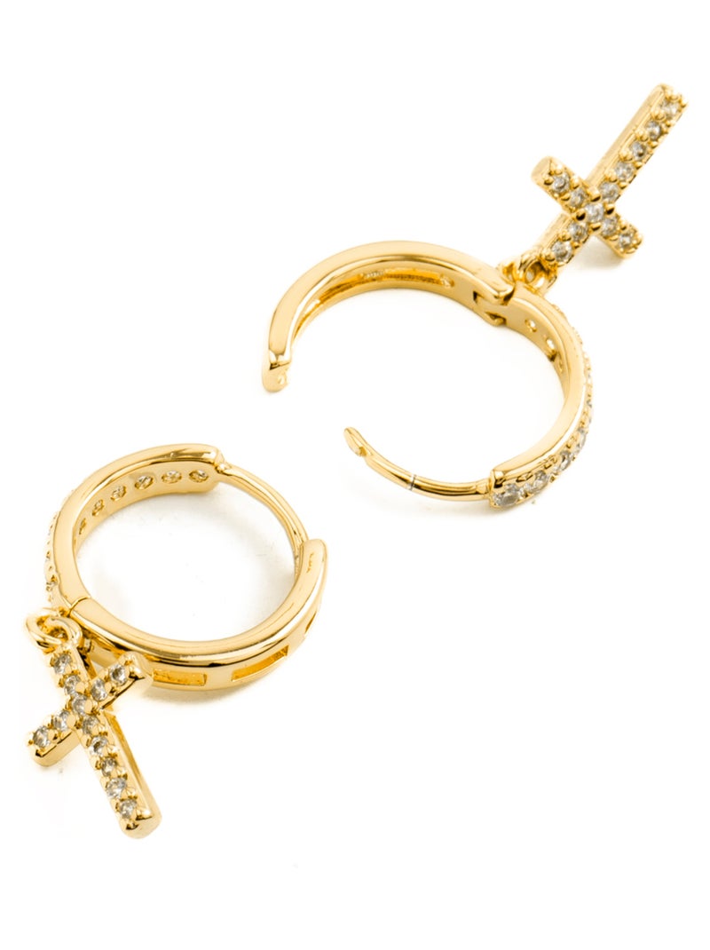 Boucles d'oreilles Luxenter plaqué or jaune 18k avec zircon brillant - Mezxo Blanc - Kiabi