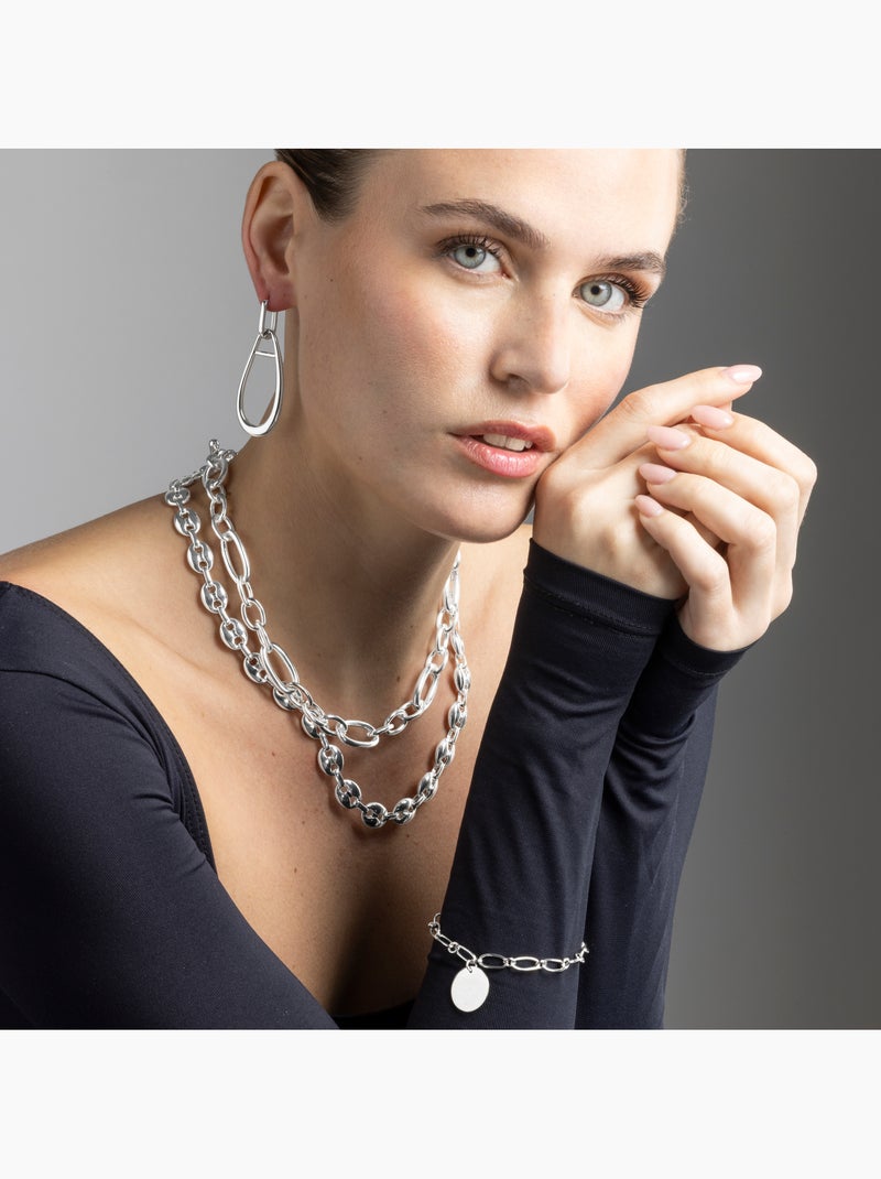 Boucles d'oreilles Luxenter rhodiées - Salsah Gris - Kiabi