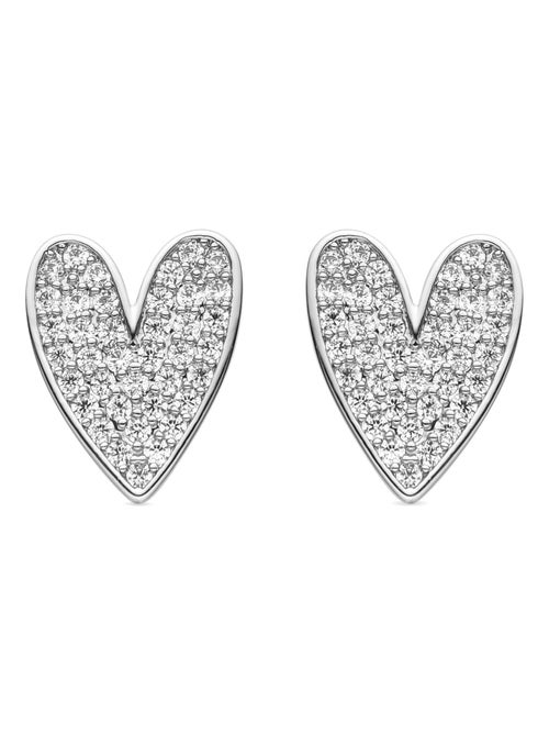 Boucles d'oreilles Luxenter Shinaz avec zircon cubique brillant plaqué rhodium - Kiabi