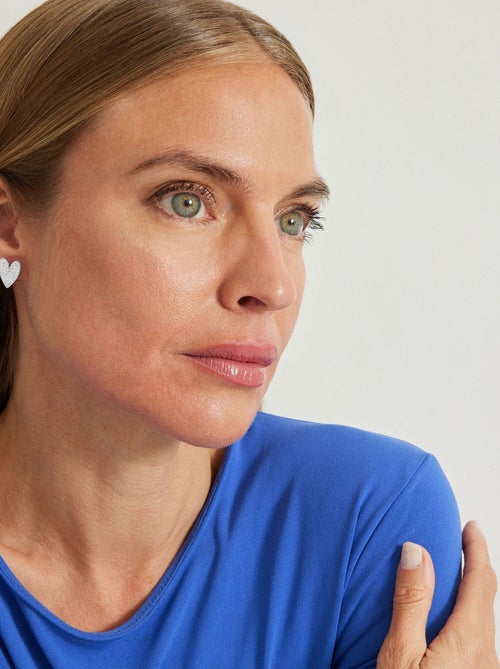 Boucles d'oreilles Luxenter Shinaz avec zircon cubique brillant plaqué rhodium - Kiabi