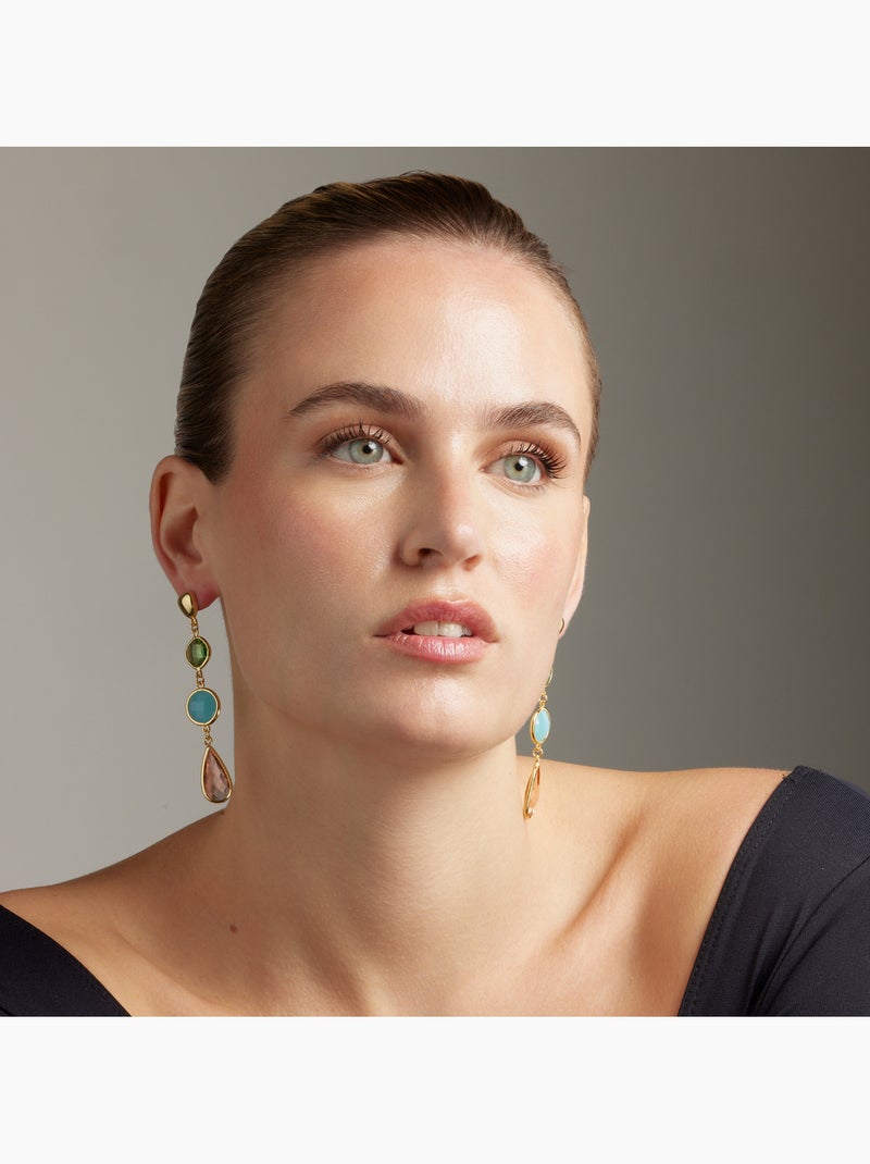 Boucles d'oreilles Luxenter Sitin et plaqué or 18k Multicolore - Kiabi