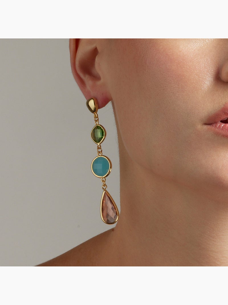 Boucles d'oreilles Luxenter Sitin et plaqué or 18k Multicolore - Kiabi