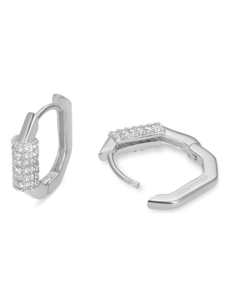 Boucles D'oreilles En Argent Avec Zircons - Neuf Sans Emballage, Style Clous