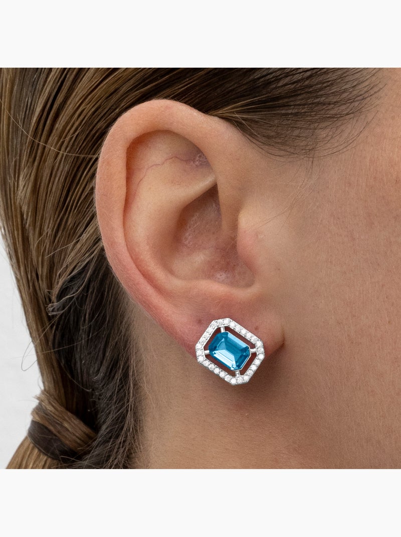 Boucles d'oreilles Luxenter Surin argenté Bleu - Kiabi