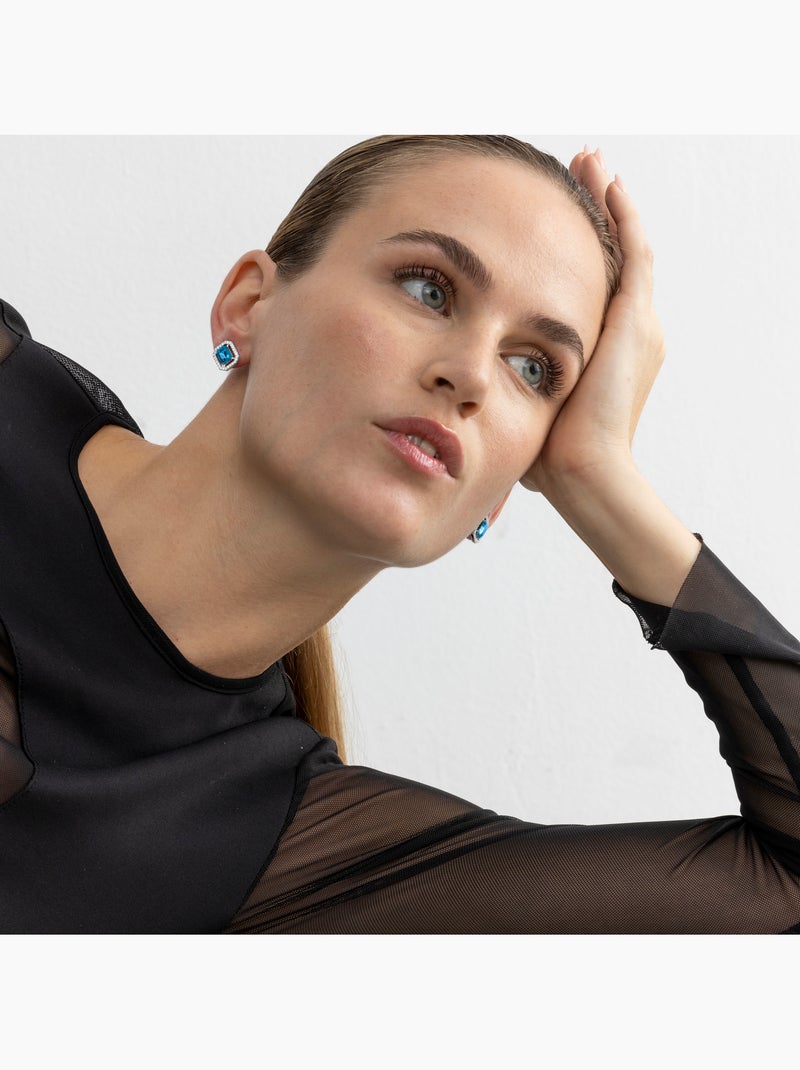 Boucles d'oreilles Luxenter Surin argenté Bleu - Kiabi