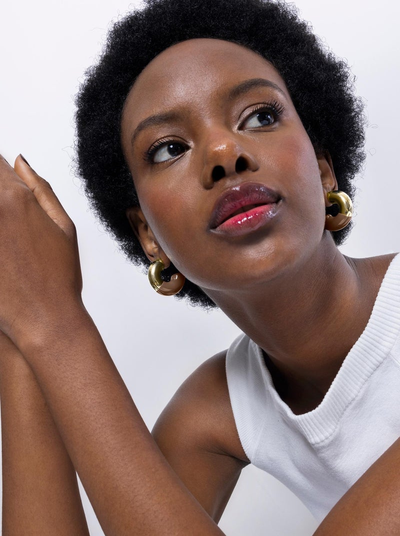 Boucles d'oreilles Luxenter Tayris et plaqué or 18k Noir - Kiabi