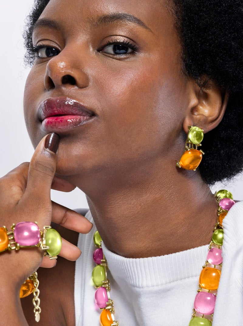 Boucles d'oreilles Luxenter Tosab et plaqué or 18k Multicolore - Kiabi