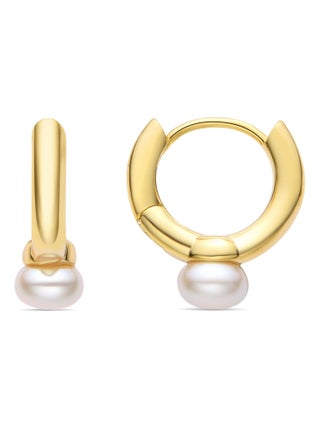 Boucles d'oreilles Luxenter Uldi avec perle blanche en or jaune 18 carats