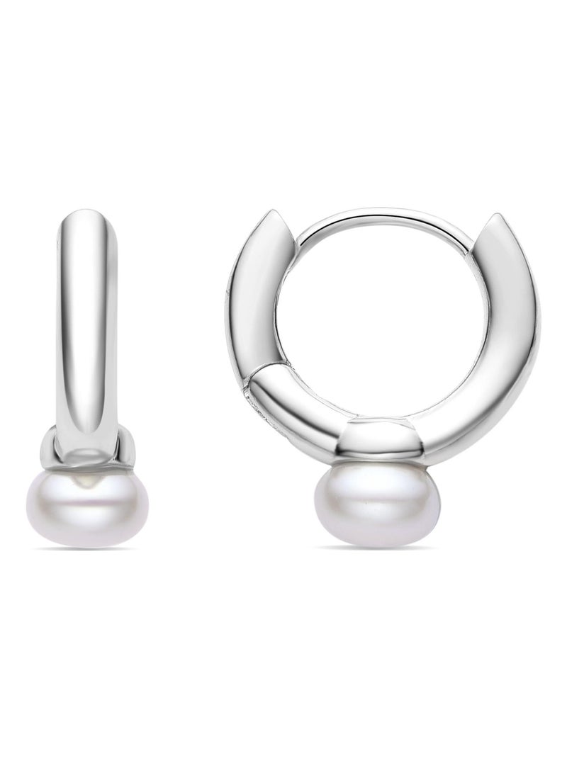 Boucles d'oreilles Luxenter Uldi avec perle blanche rhodiée Argent - Kiabi