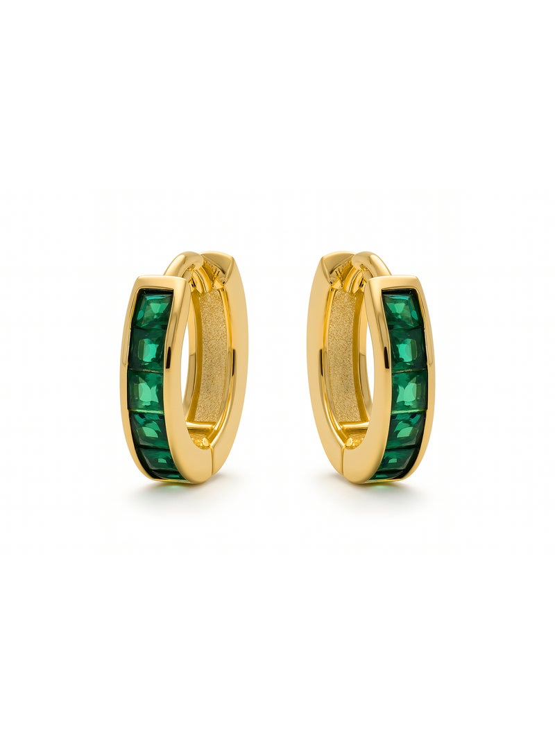 Boucles d'oreilles Luxenter Wudya et plaqué or 18k Vert - Kiabi