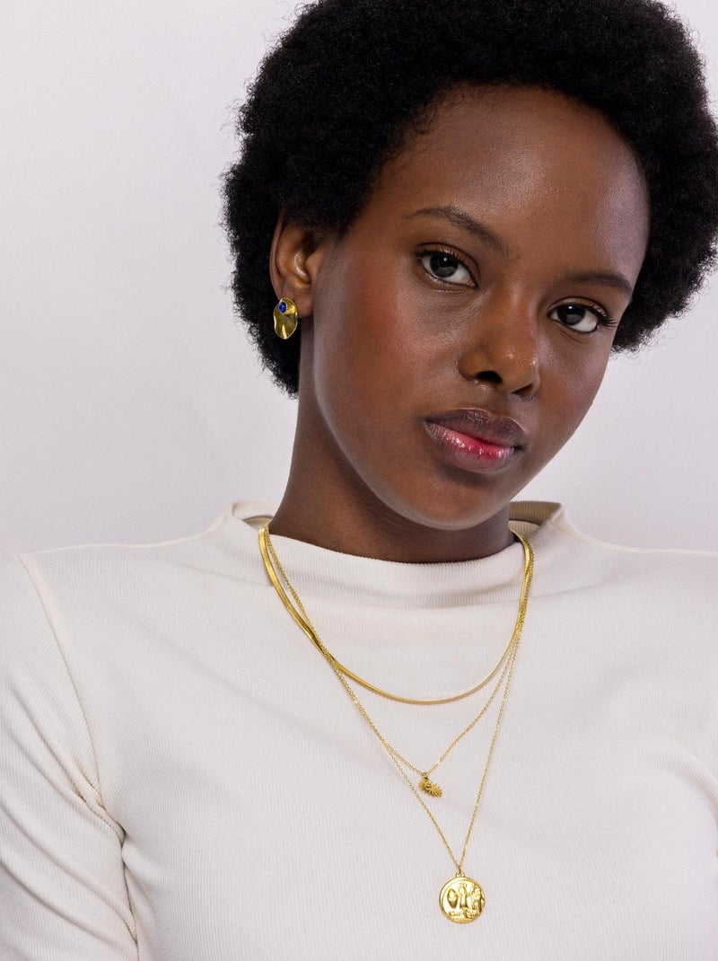 Boucles d'oreilles Luxenter Yumi et plaqué or 18k Bleu - Kiabi