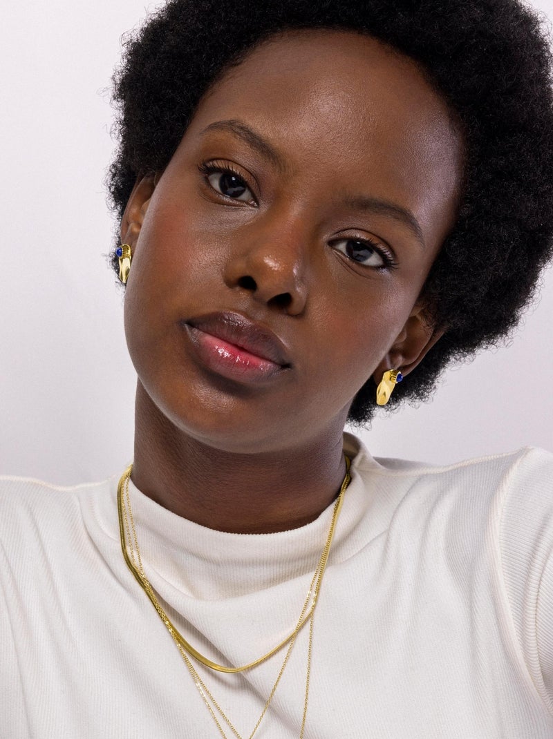 Boucles d'oreilles Luxenter Yumi et plaqué or 18k Bleu - Kiabi