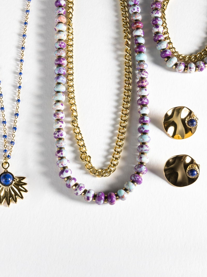 Boucles d'oreilles Luxenter Yumi et plaqué or 18k Bleu - Kiabi