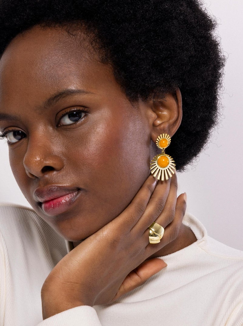 Boucles d'oreilles Luxenter Zuxia et plaqué or 18k Orange - Kiabi