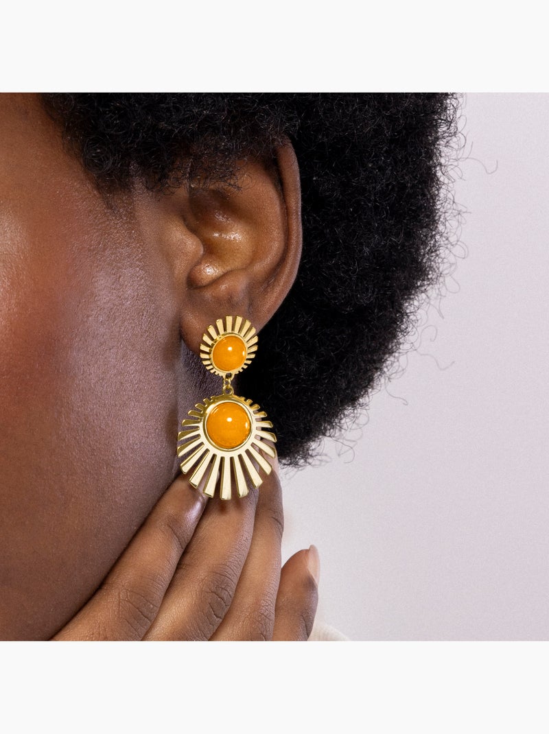 Boucles d'oreilles Luxenter Zuxia et plaqué or 18k Orange - Kiabi