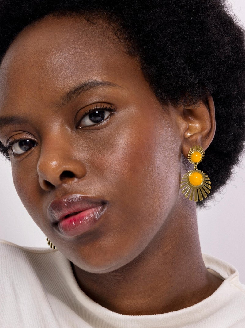 Boucles d'oreilles Luxenter Zuxia et plaqué or 18k Orange - Kiabi