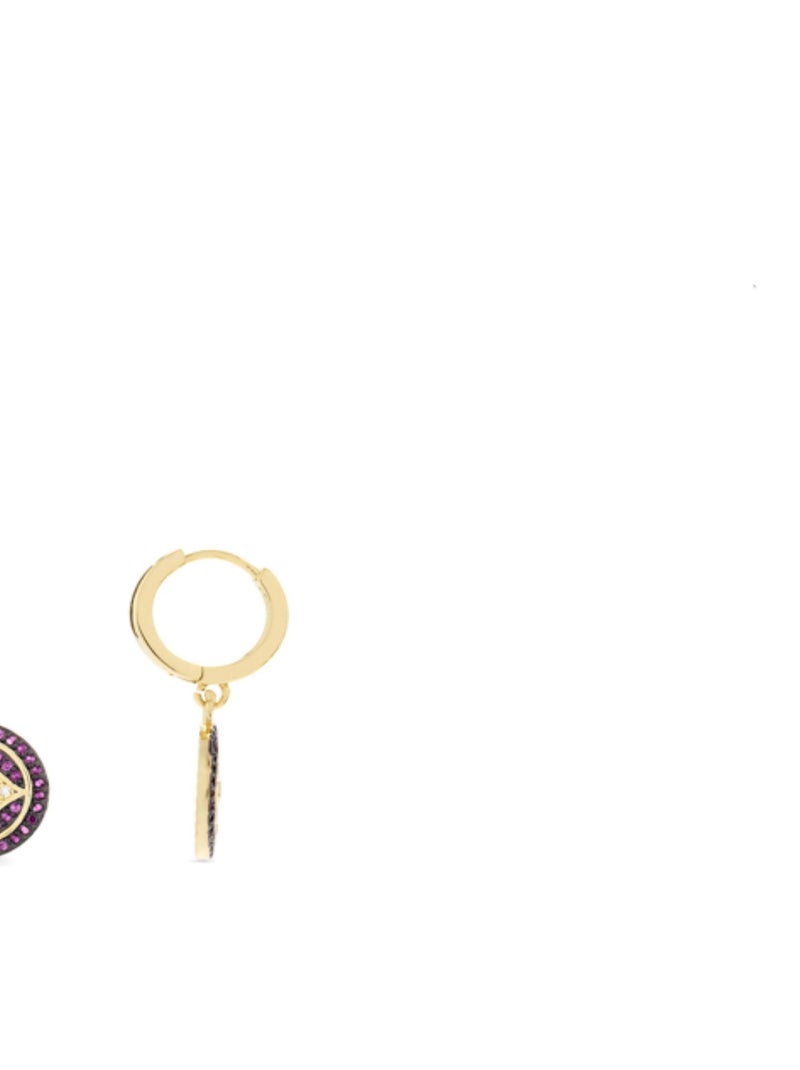 Boucles d'oreilles Lysvi Rubis Zirconia en or jaune 18 carats Rose - Kiabi