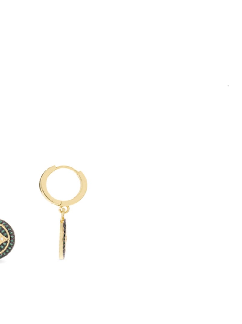 Boucles d'oreilles Lysvi  Zircone Emeraude en or jaune 18 carats Vert - Kiabi