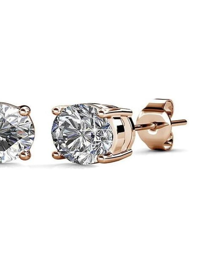 Boucles d'oreilles Mary - Or Rosé et Cristal Transparent - Kiabi
